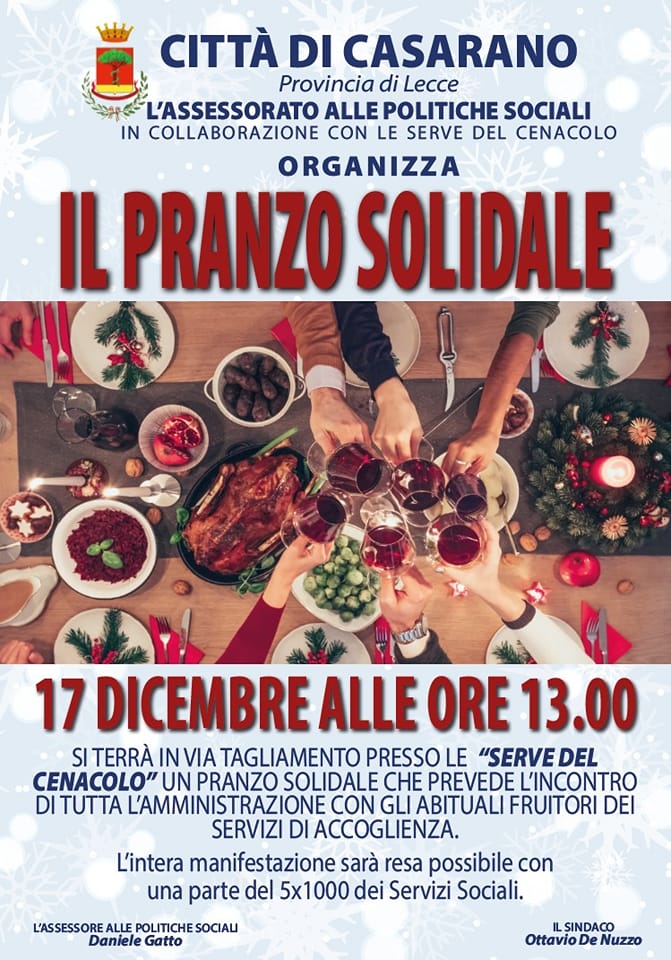 Pranzo solidale organizzato dal Comune