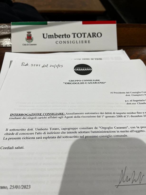 Umberto Totaro - Consiglio comunale 30 gennaio 2023