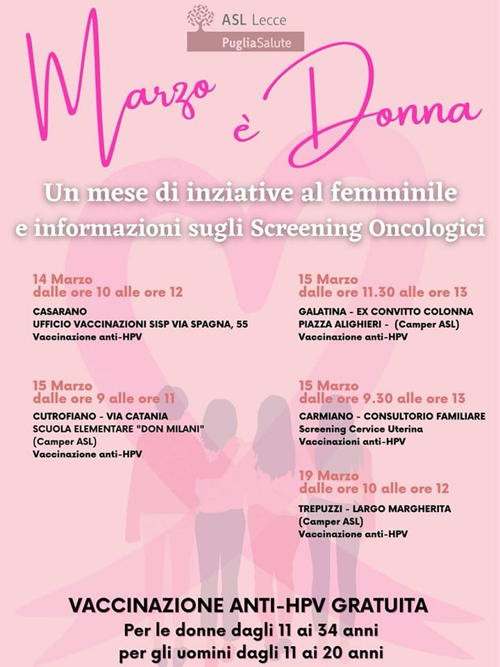 Parte la campagna “Marzo è Donna” promossa dalla Asl Lecce