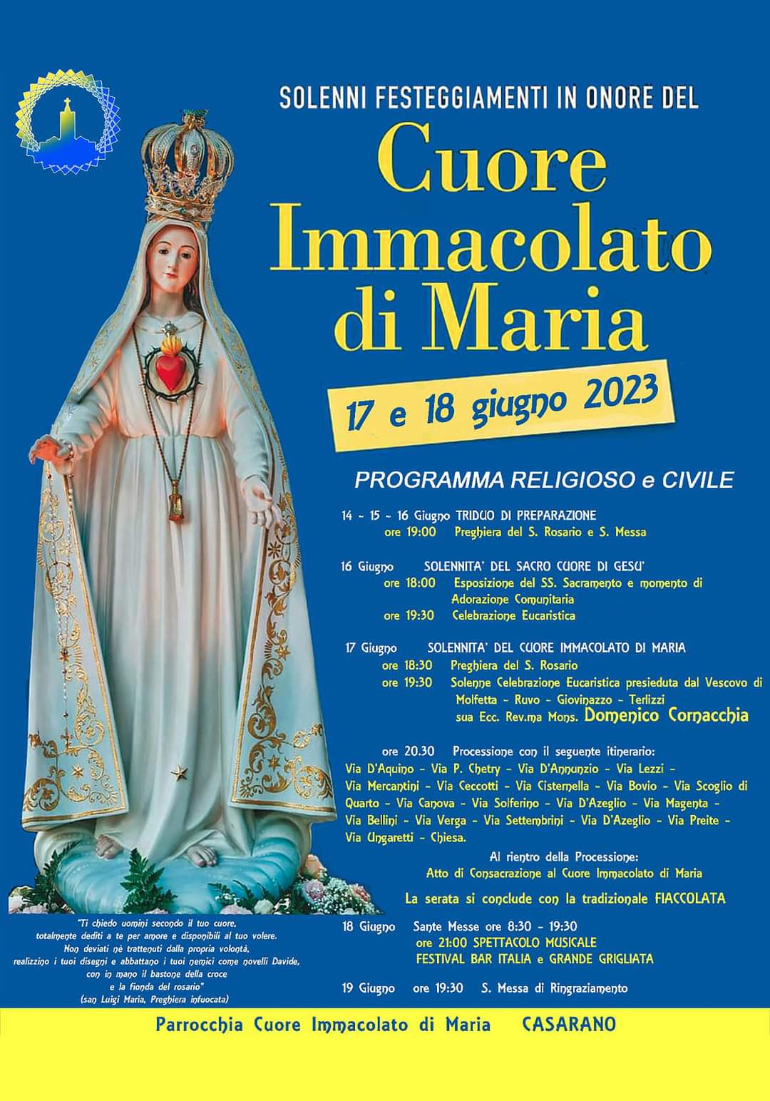 Cuore Immacolato di Maria: parrocchia in festa