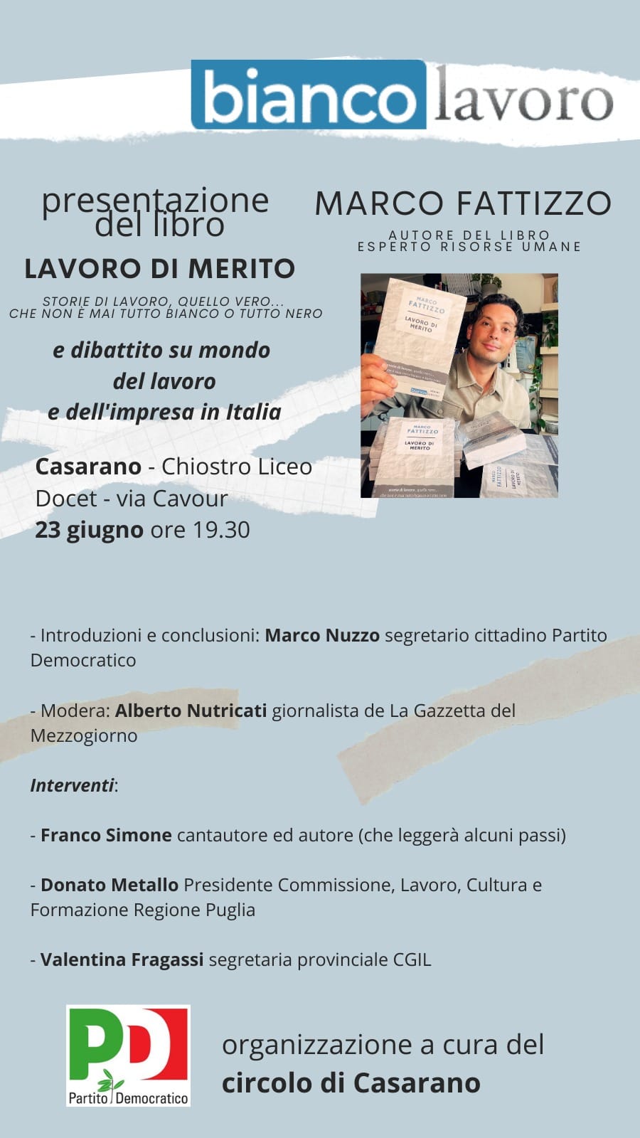 Presentazione del libro di Marco Fattizzo e dibattito sul mondo del lavoro