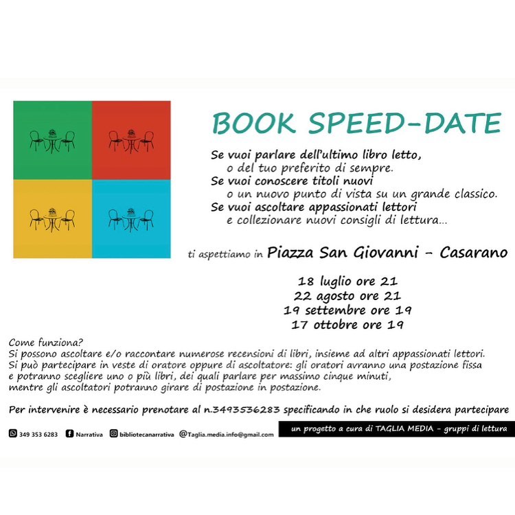 Book Speed-date torna il 18 luglio