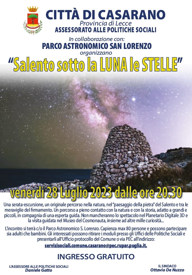 Salento sotto la Luna e le stelle. Una serata al Parco Astronomico San Lorenzo