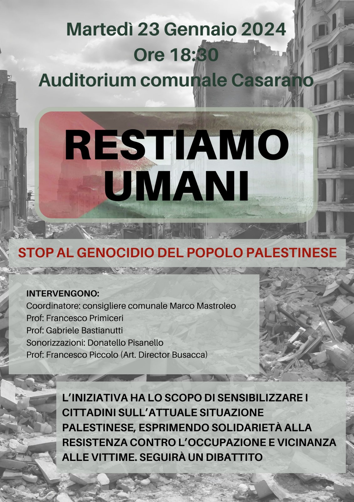 “Restiamo umani”. A Casarano si discute della crisi mediorientale