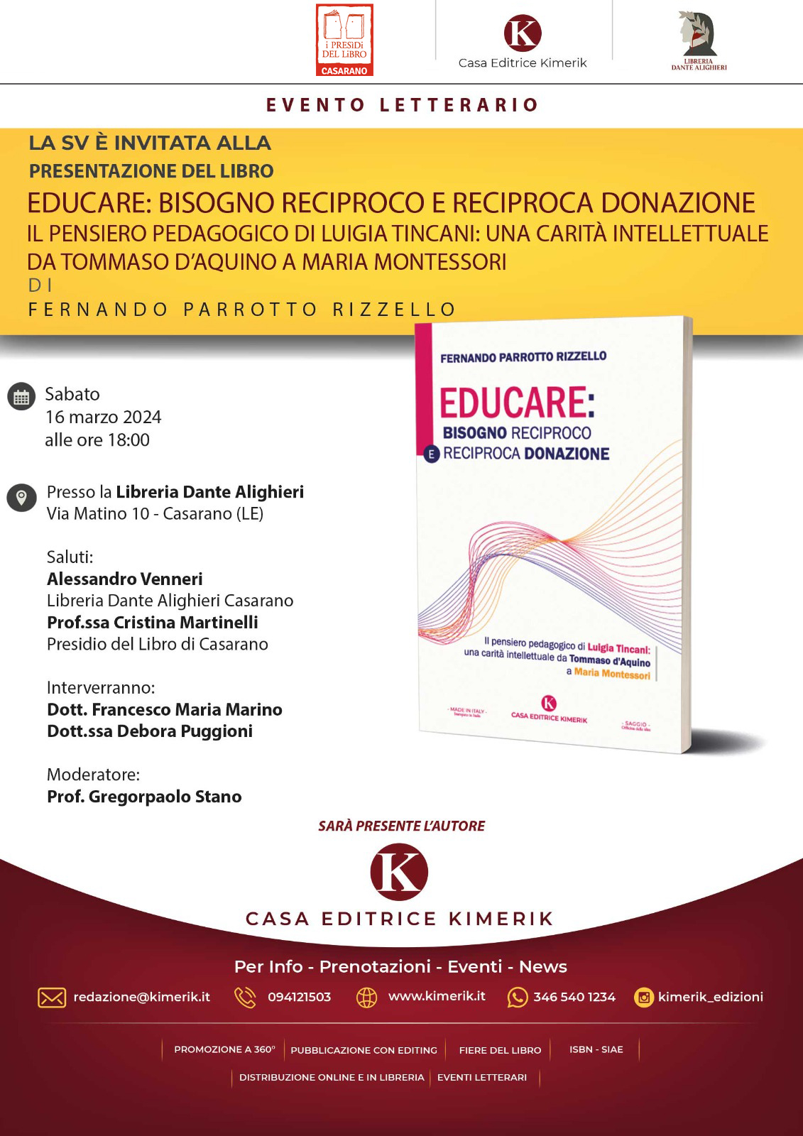 “Educare”: presentazione del libro di Fernando Parrotto Rizzello