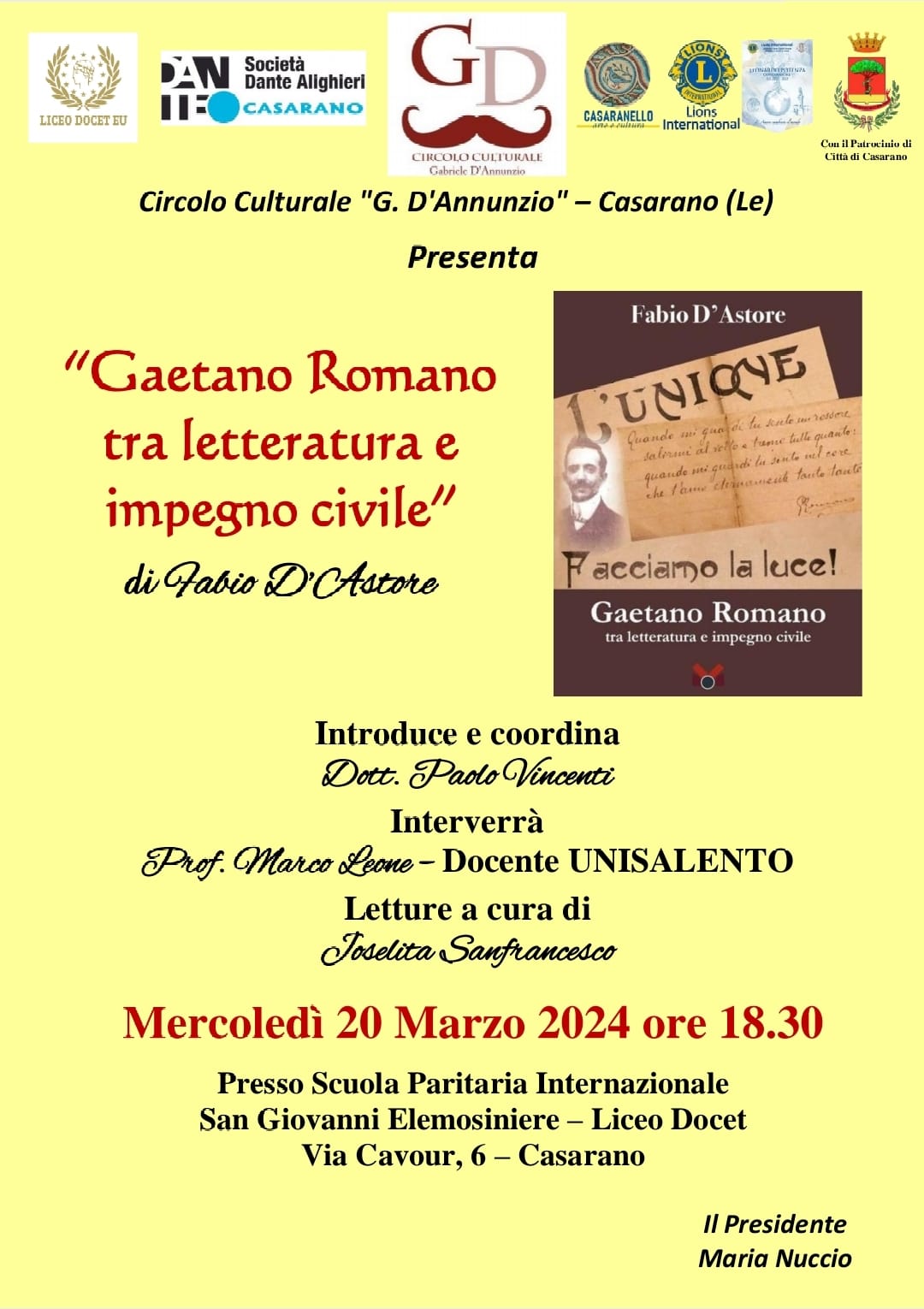 Presentazione del nuovo libro di Fabio D’Astore su Gaetano Romano