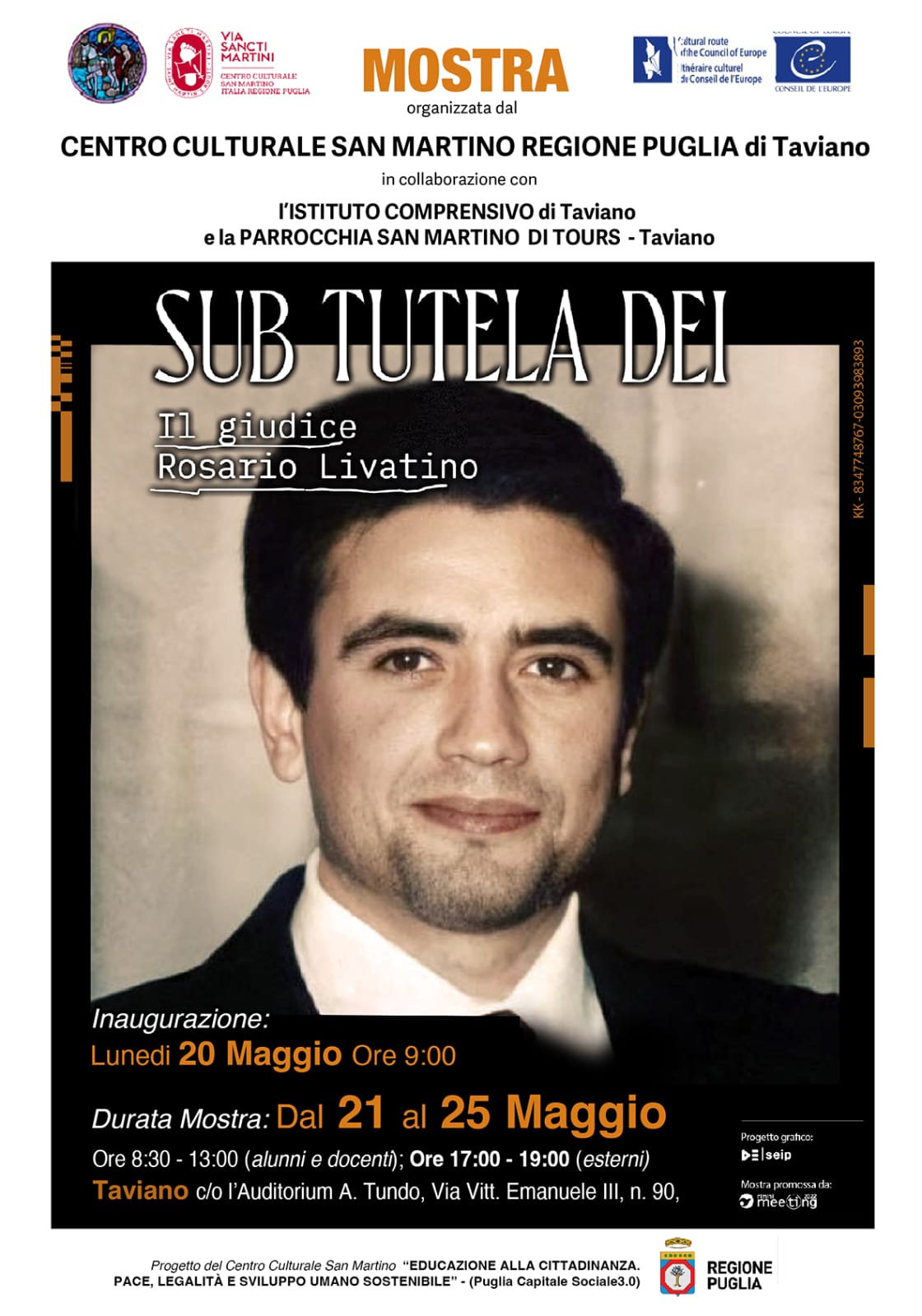 Dal 20 al 25 maggio, a Taviano, la mostra del Meeting di Rimini sul giudice Rosario Livatino