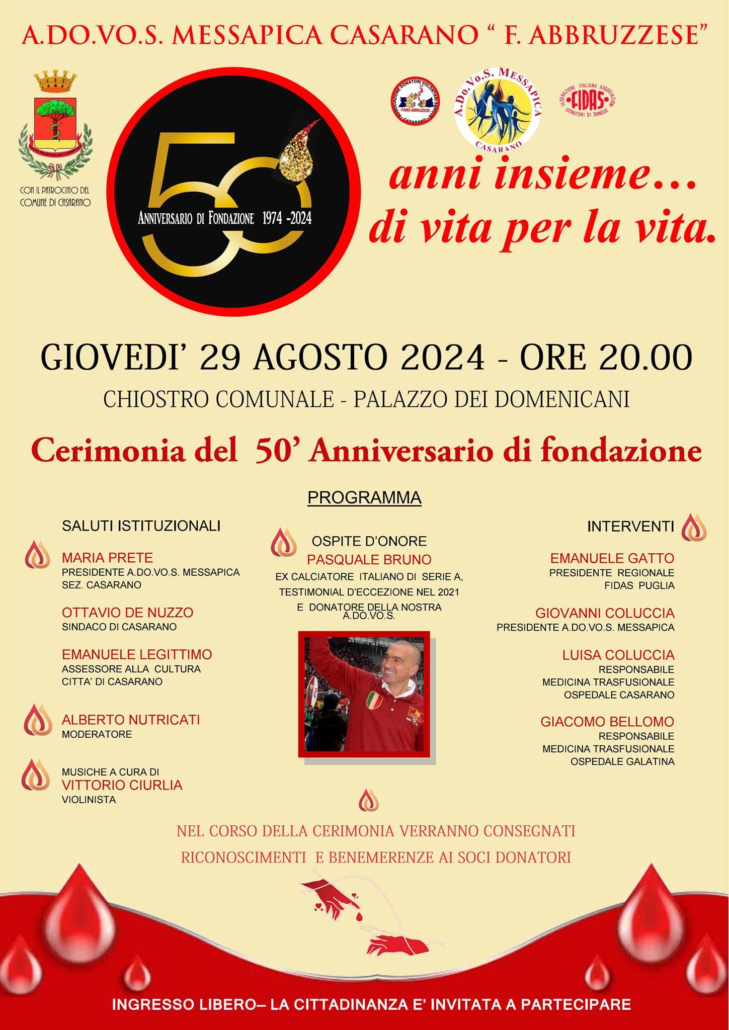 Casarano in festa per i 50 anni dell’Adovos “F. Abbruzzese”