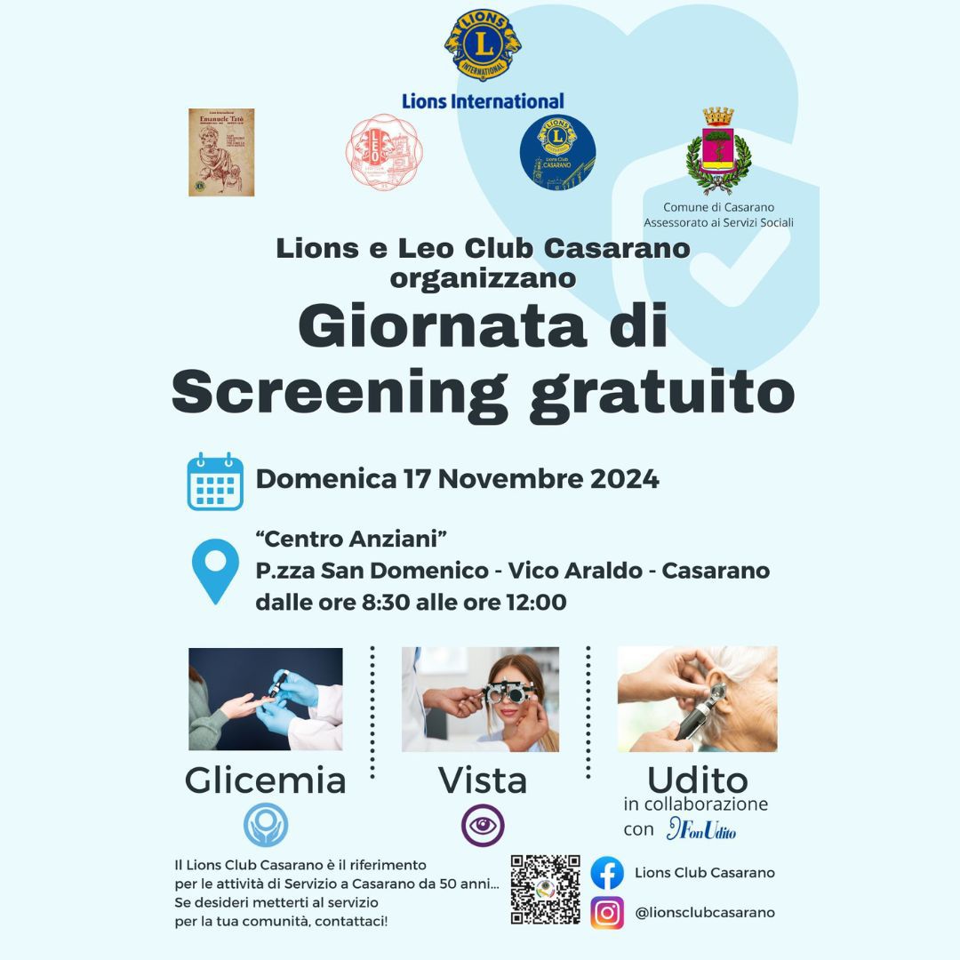 Il 14 novembre giornata mondiale del diabete: le iniziative di Lions e Leo Club