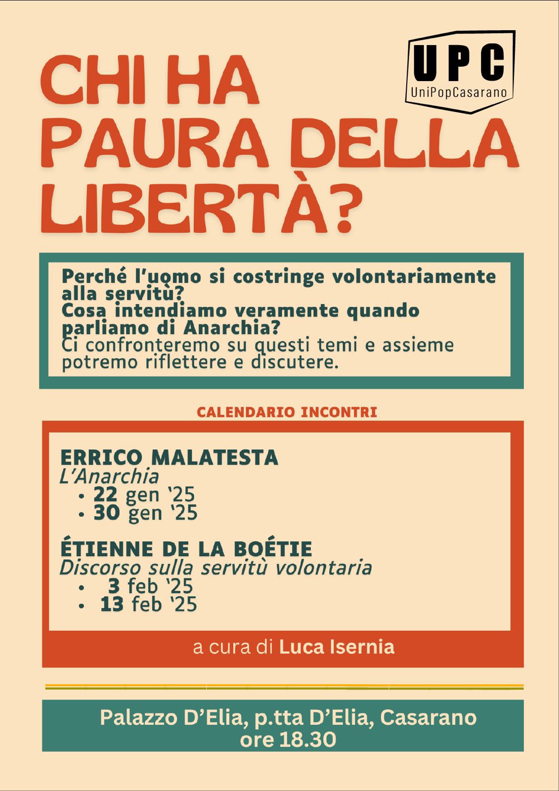UniPop Casarano: riprendono le attività con quattro incontri su libertà e anarchia