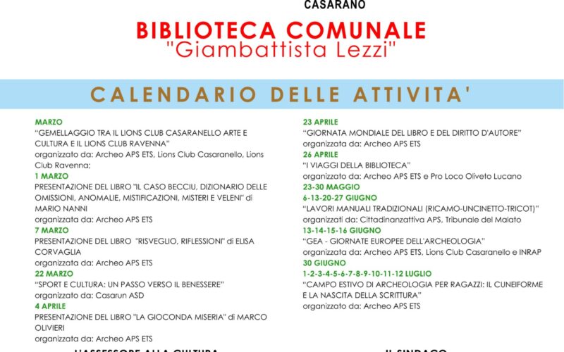 Biblioteca comunale: il calendario delle attività