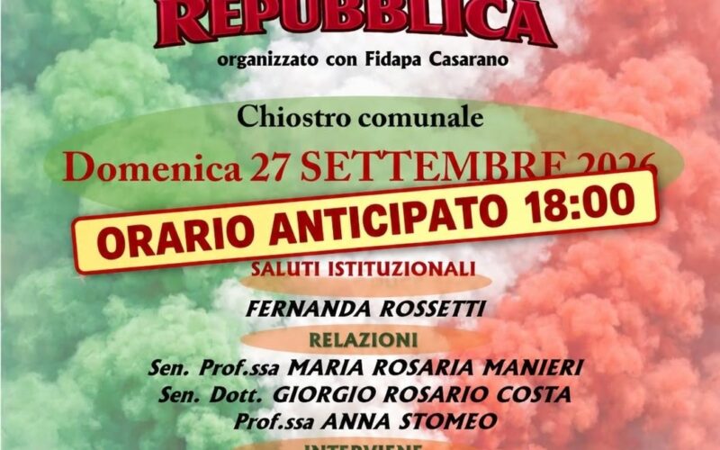 “Buon Compleanno Repubblica”: il 27 settembre nel Chiostro comunale si celebra la Costituzione con le voci della memoria