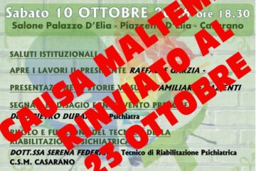 “E tu chi sei? Semaforo verde sulla salute mentale”: l’incontro a Palazzo D’Elia slitta al 23 ottobre