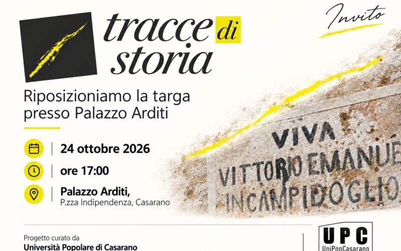 Tracce di Storia, sabato la targa torna a Palazzo Arditi