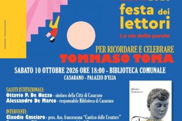 Festa dei Lettori, per l’allerta meteo slitta a sabato 17 ottobre la serata dedicata a Tommaso Toma